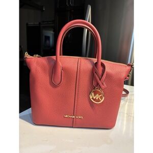 Michael Kors Hyde Medium Leather Satchel Poppy Pink. NWOT